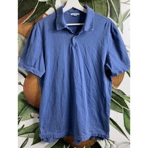 Standard James Perse Size 3 Large Blue Short Sleeve Polo Shirt Supima Cotton